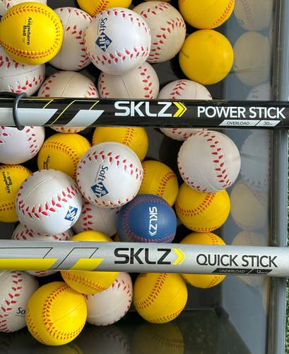Young Hitter Training Bundle - SKLZ 30” Training Bats Set (2) & Soft Foam Training Baseballs (33)