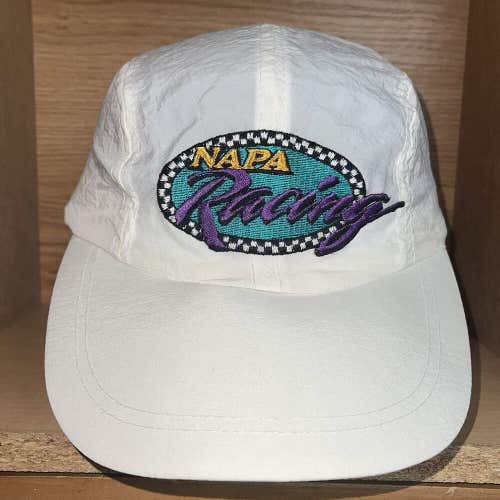 Vintage NAPA Racing Lightweight Panel Hat Cap Mens White Snapback 80s 90s Rare