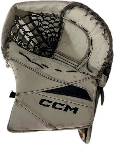 CCM Axis 2 - Used AHL Pro Stock Goalie Glove - Jet Greaves (White/Navy)