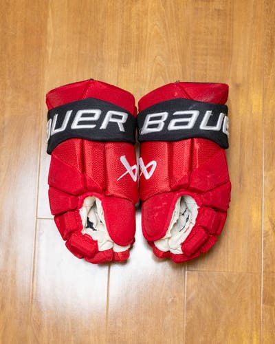 NHL Pro Stock Bauer Hyperlite Hockey Gloves 14” - New Jersey Devils