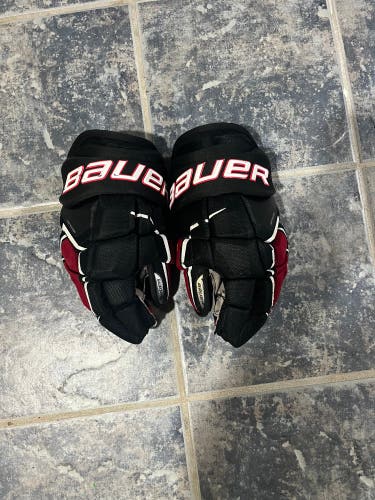 Bauer Red And Black Gloves