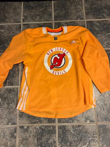 NJ Devils Pro Stock Yellow Practice Jersey