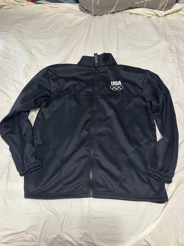 United States Olympic Committee Track Jacket Mens LG Black Full Zip USA