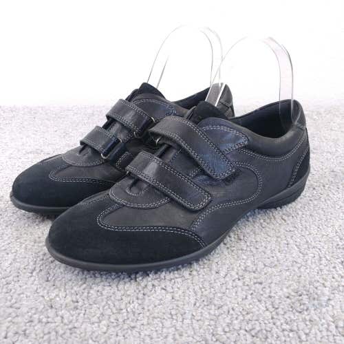 ECCO Cloud 2 Strap Womens 36 EU Comfort Shoes Black Leather Suede Sneakers