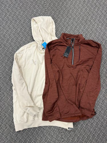 2- Pack Bauer Senior XXL Shirts (1- textured half zip, 1- Terry Hoodie)