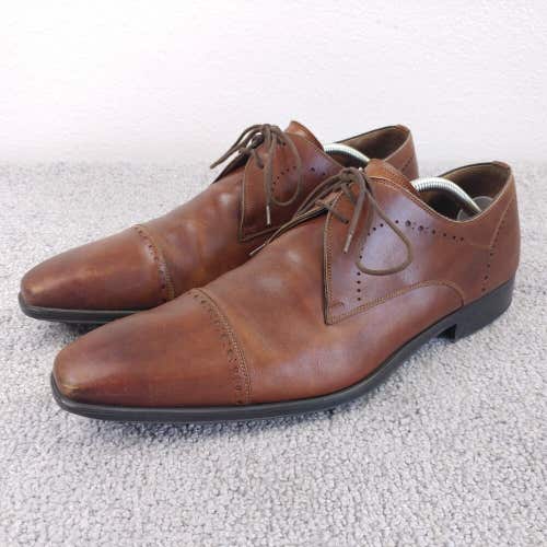 Magnanni Cap Toe Oxford Dress Shoes Mens 10.5 Brown Leather Spain Lace Up