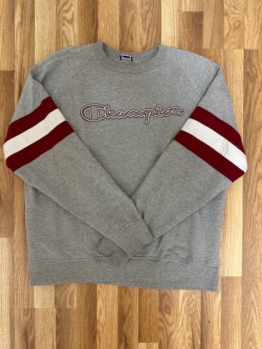 Champion Vintage SpellOut Red White Arm Stripe Embroidered SweatShirt - XL