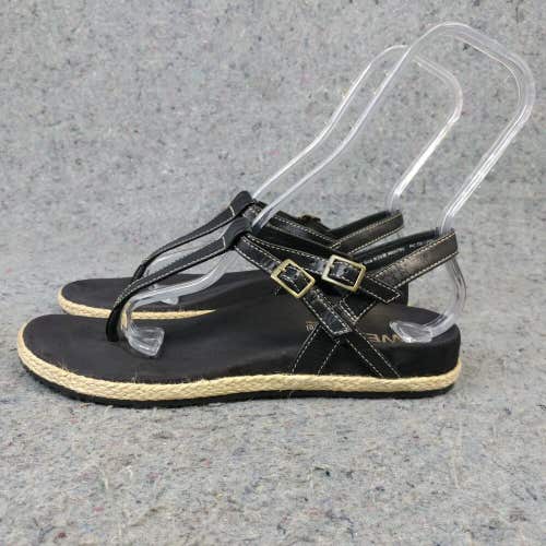 Weil Orthaheel Renew Womens 8 Thong Sandal T Strap Black Buckle Espadrille Shoes