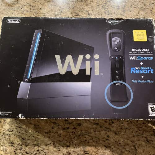 Nintendo Wii Black Console Wii Sports & Wii Sports Resort CIB Complete
