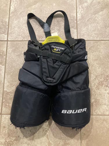 Black Used Junior Medium Bauer supreme s27 Hockey Goalie Pants