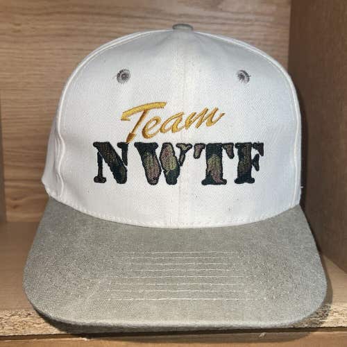 Vintage Team NWTF National Wild Turkey Federation Camo Logo Snapback Hat Cap 90s