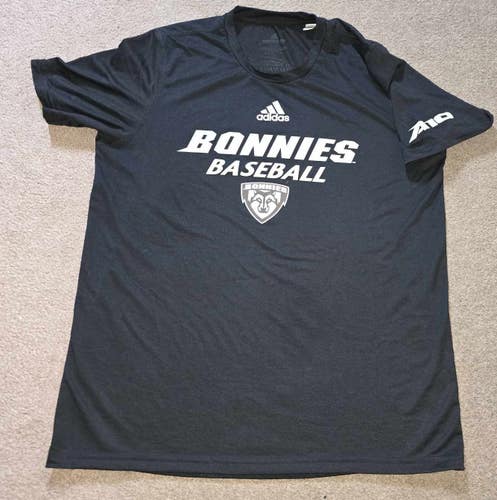 St Bonaventure Bonnies Baseball Team Issued adidas Wicking Work Out Shirt Large