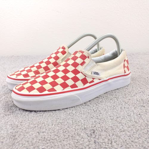 Vans Classic Slip On Mens 7 Shoes Canvas Red Checkered Low Top Skate Sneakers