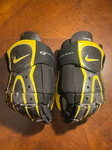 Used Nike Quest Invisio Gloves 14" Pro Stock Black and Yellow