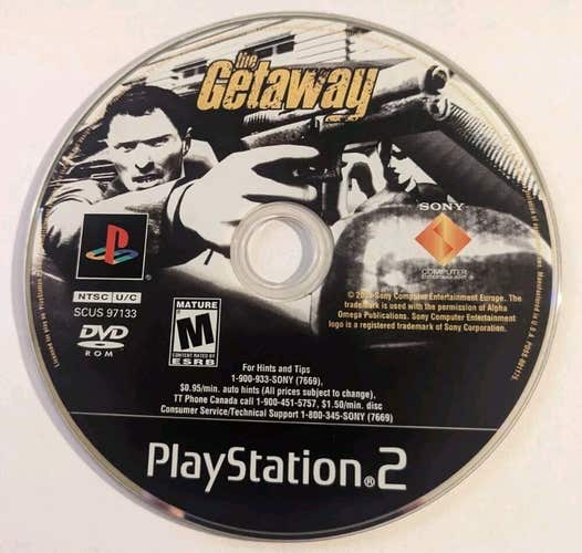 The Getaway (PlayStation 2 PS2) DISC ONLY - M Mature NTSC Sony 2003 Video Game