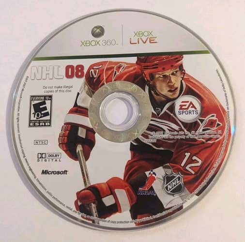 NHL 08 Xbox 360 Video Game Disc Only - Hockey - Eric Staal Carolina Hurricanes