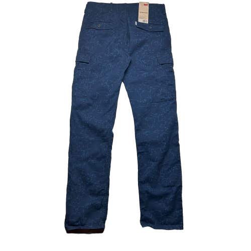 Levi's Slim Straight Cargo Pants Blue Water Camo Pockets Casual Men's 32x34