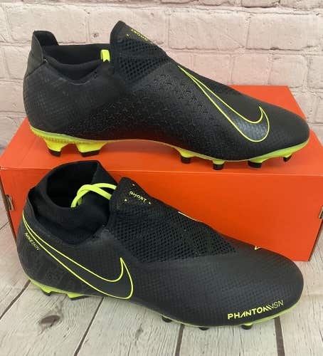 Nike Phantom VSN PRO DF FG Unisex Soccer Cleats Black Volt Yellow US 10.5M 12W