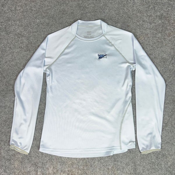 Patagonia Women Shirt Large White Lightweight Hiking Outdoor Thumb Hole Gorp Top
