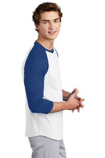 Sport Tek Adult Unisex Colorblock XL White Royal Blue Raglan Jersey Shirt New