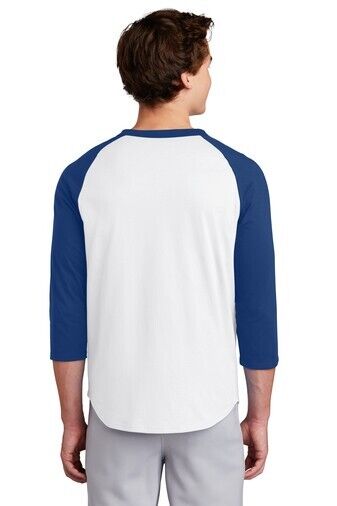 Sport Tek Adult Unisex Colorblock XL White Royal Blue Raglan Jersey Shirt New