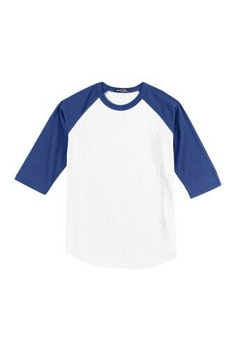 Sport Tek Adult Unisex Colorblock XL White Royal Blue Raglan Jersey Shirt New