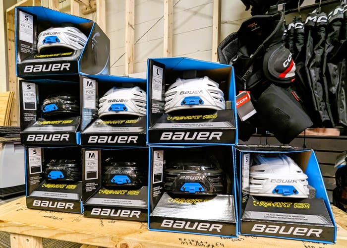 New, Bauer RE-AKT 150 Helmet, Size S, M, L, Color, Black and White