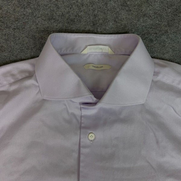 Suit Supply Mens Shirt 46 Purple Button Dress Formal Solid Traveller Formal Top