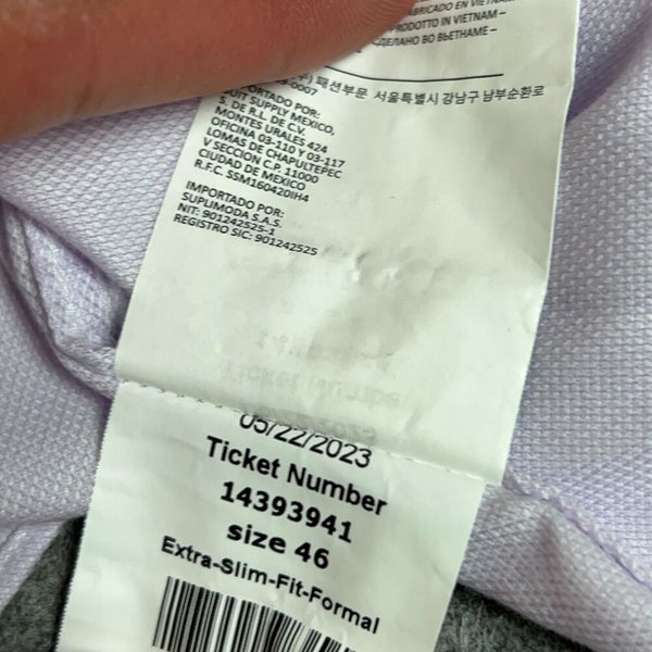 Suit Supply Mens Shirt 46 Purple Button Dress Formal Solid Traveller Formal Top