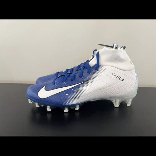 Size 12.5 Nike Vapor Untouchable Pro 3 Football Cleats White/Royal Blue AO3021-145