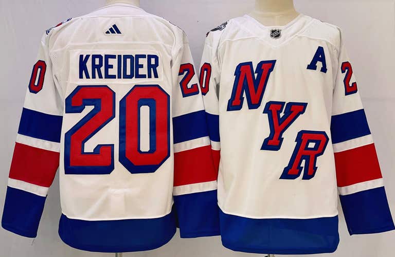 New York Rangers 20 Chris Kreider Stadium Series White Ice Hockey Jersey Size 56
