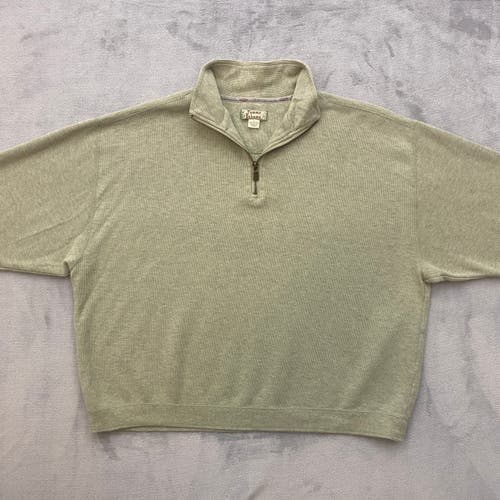 Tommy Bahama Relax Sweater Men Large Green 1/4 Zip Pullover Embroidered Logo
