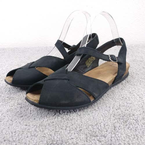 Earth Origins Sandals Womens 7.5 Slingback Open Toe Black Leather Shoes