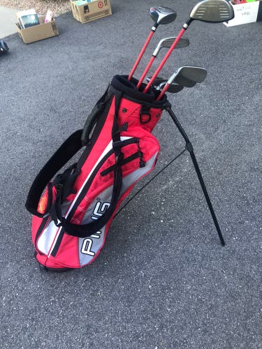 Youth Ping Moxie golf clubs and bag