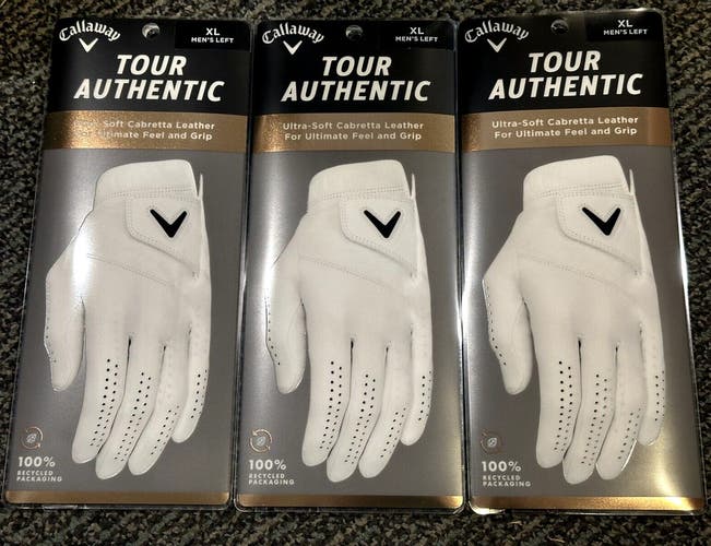 Callaway Tour Authentic Glove 3-Pack Lot Bundle Mens Extra Large XL NEW #84291