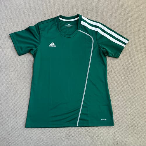 Adidas Climalite Men’s Med Emerald Green Knit Short Sleeve Soccer Jersey Shirt