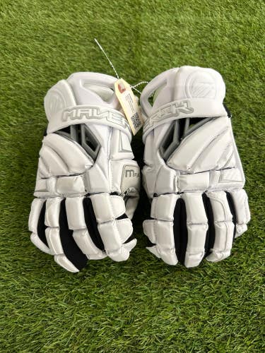 White New Maverik Max Lacrosse Gloves 13"