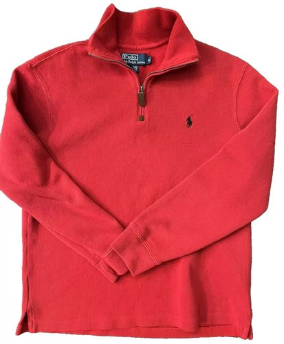 Polo Ralph Lauren Red Long Sleeve Quarter Zip Pullover Sweater Size Medium