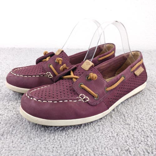 Sperry Top-Sider Coil Ivy Womens 8 Boat Shoes Purple Leather Slip On Perforated