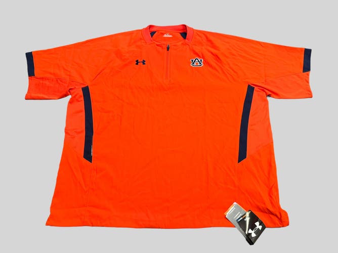 NCAA Auburn Tigers Baseball Team Issued 1/4 Zip Orange XXL Under Armour Pullover