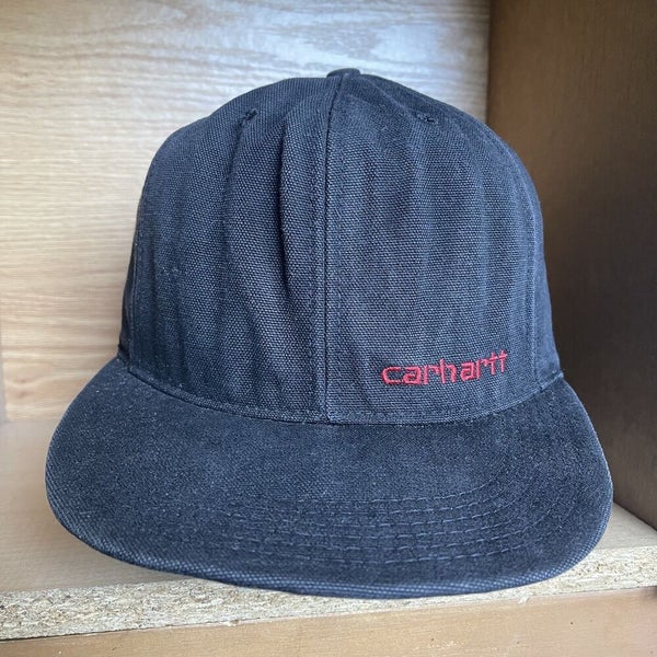 Vintage Carhartt Canvas Snapback Hat Black Made USA Faded Workwear Made In USA