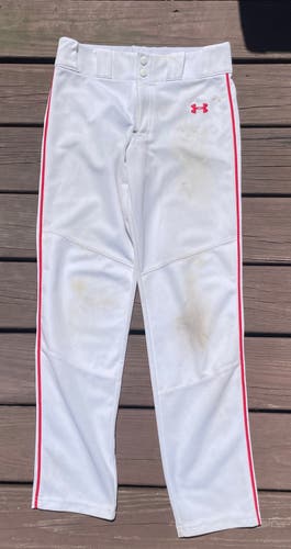Under Armour Baseball Pants Youth XL White / Red Piping