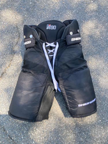 Black Used Senior Small Sher-Wood Hockey Pants