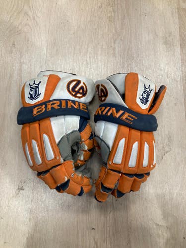 Orange Used Brine King Elite Lacrosse Gloves Medium