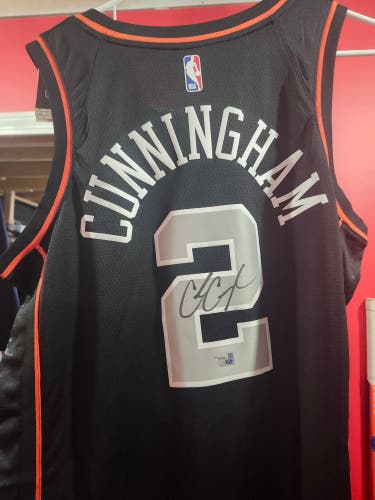 Signed Nike Cade Cunningham Detroit Pistons Men's 48 Swingman City Edition Jersey with COA