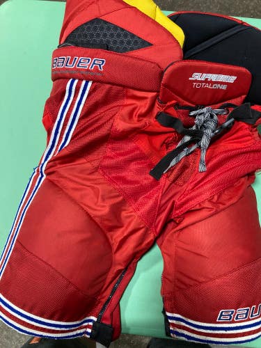 Red Used Senior Medium Bauer Supreme TotalOne Hockey Pants