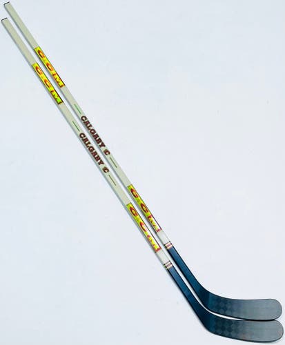 New 2 Pack Custom Calgary Flames Heritage Classic CCM (Unidentified Build) Hockey Stick-LH-75 Flex
