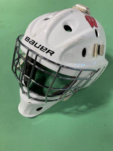 White Used Junior Bauer 930 Goalie Mask