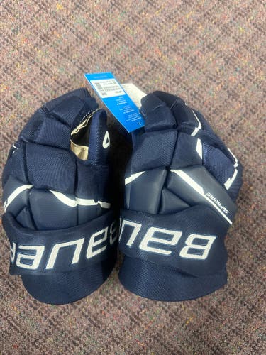 Navy Blue Bauer Supreme Hockey Glove Ignite Pro+ Size 14”