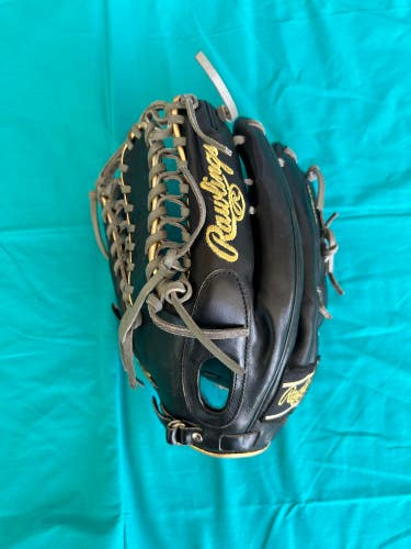 Black Used Rawlings Pro Preferred Left Hand Throw Outfield Baseball Glove 12.25"
